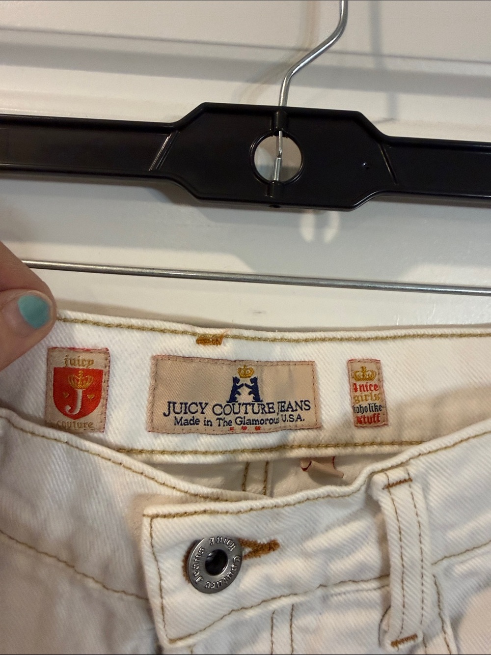 Vintage Juicy Couture Bermuda Shorts White Denim Jean Stretch Walking Style - Picture 3 of 7